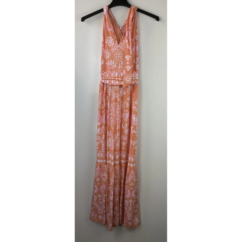 Lilly Pulitzer Montecito Mixed Print Cross Neck Maxi Halter Dress EUC Size XS - Picture 8 of 16